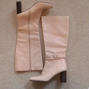 Ann Taylor Cream Heeled Boots